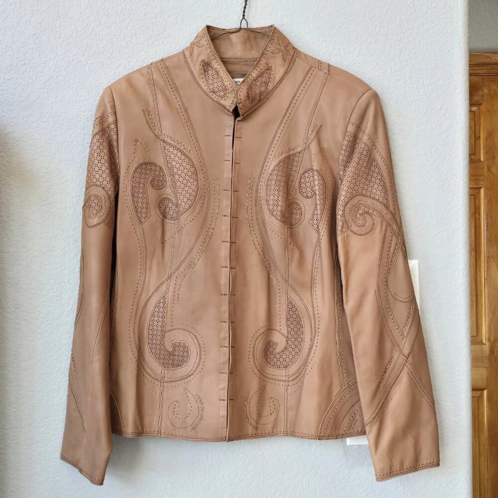 Genuine Leather Cowboy Western Perforated Jacket, Peter Nygard, Medium, NWOT